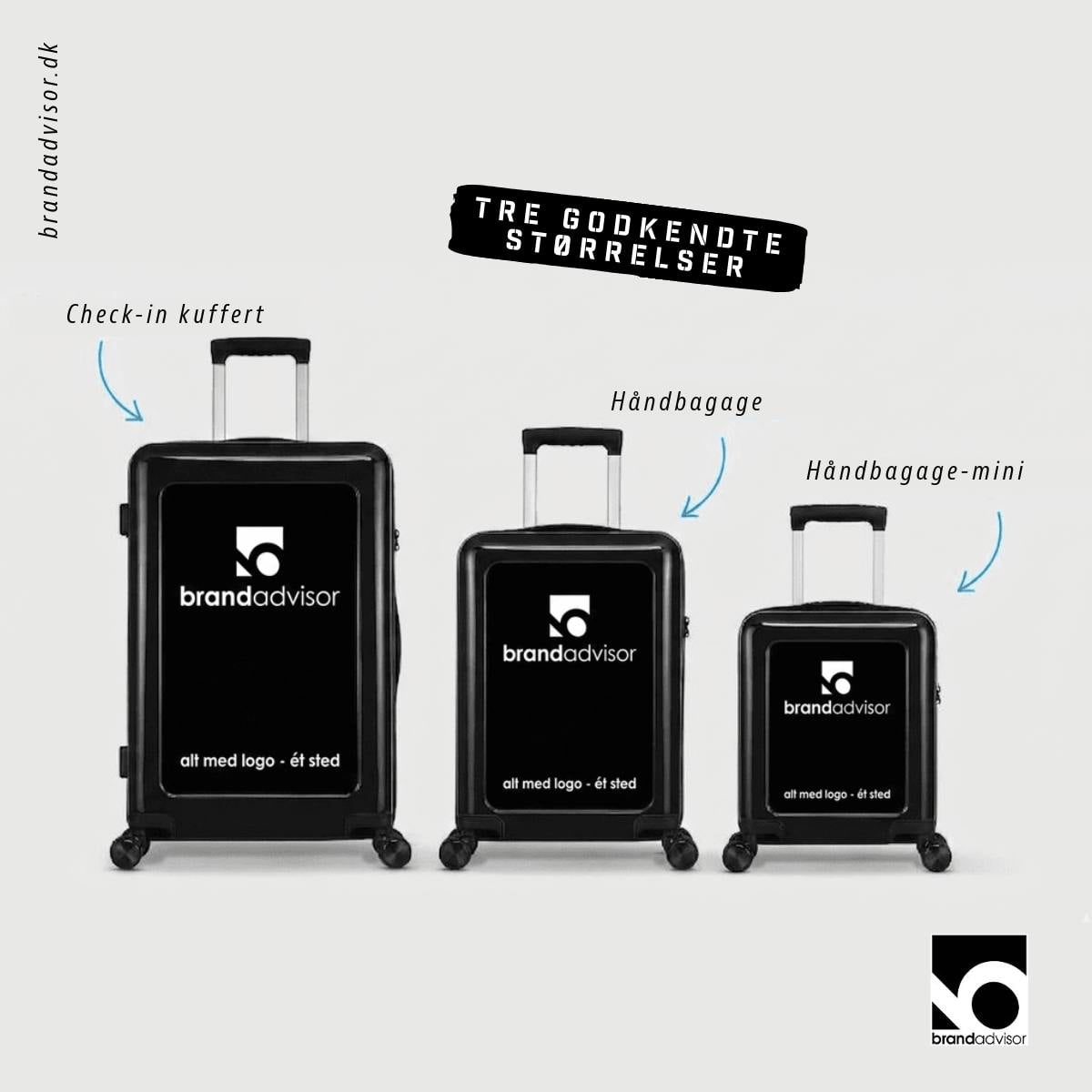 Kufferter med logo i tre størrelser Kufferter med logo i tre størrelser