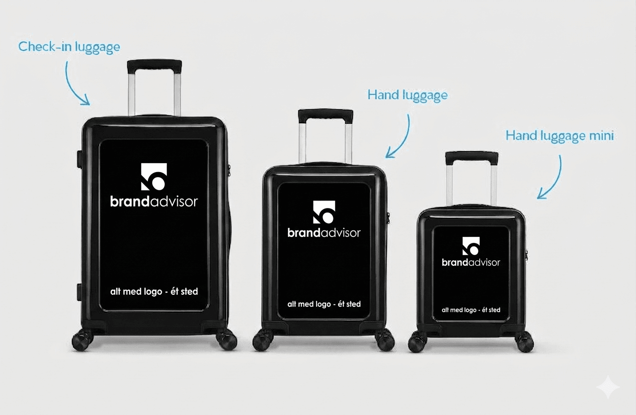 Kufferter med logo i tre størrelser